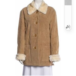 Women's Dennis Basso Leather Suede Coat Size Medium